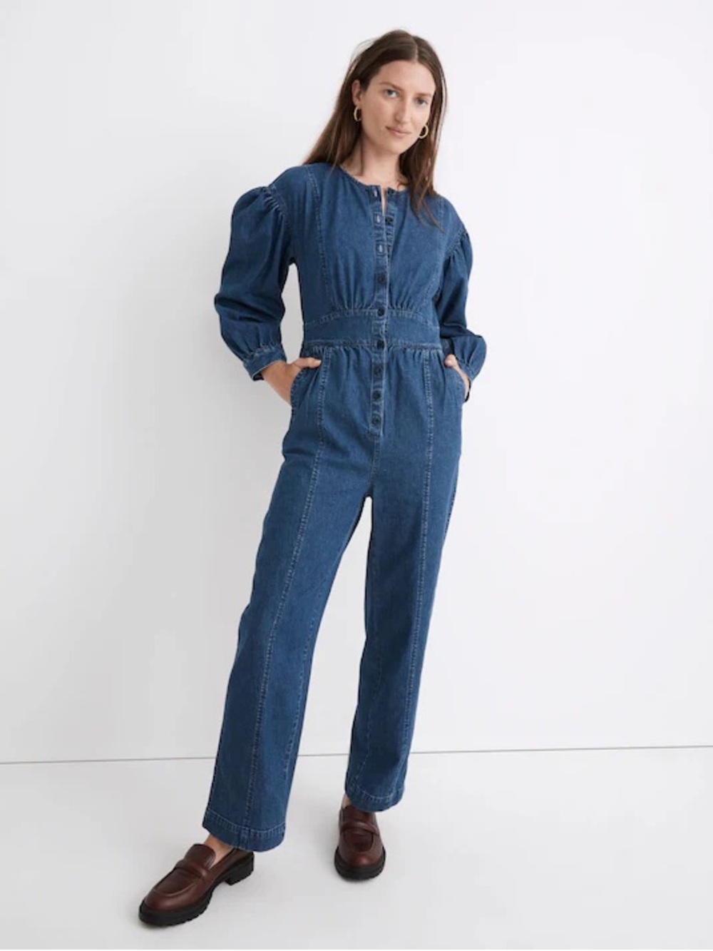 Madewell Petite Denim Straight-Leg Jumpsuit P4 NH309 Hemp Blend